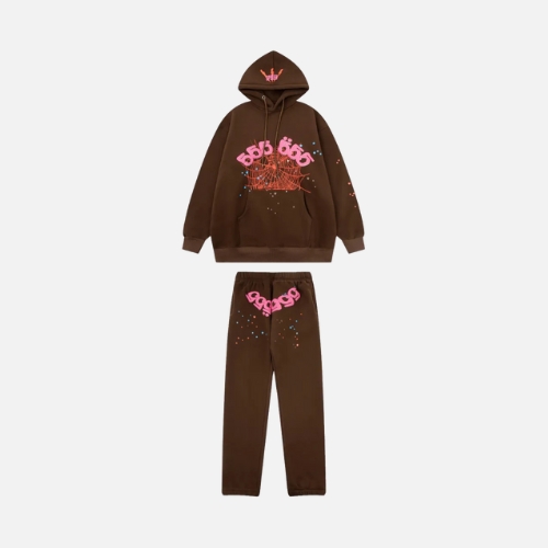 Sp5der Tracksuit Brown and Pink - L