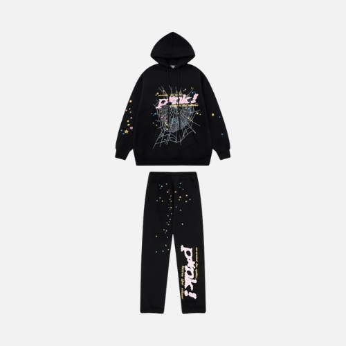 Sp5der Tracksuit Black Pink Yellow